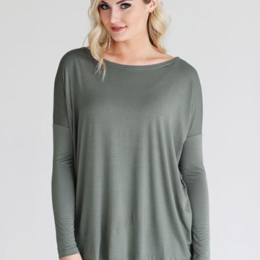 Anthropologie Piko Light Olive tee
